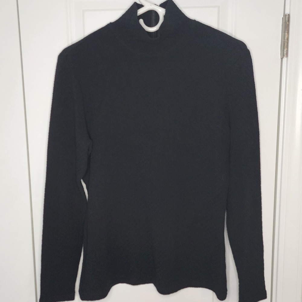 J.McLaughlin Black Textured Mock Neck Long Sleeve Knit Top Size S